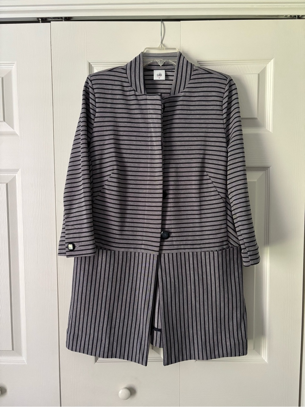 CAbi Gray and Black Striped Coat